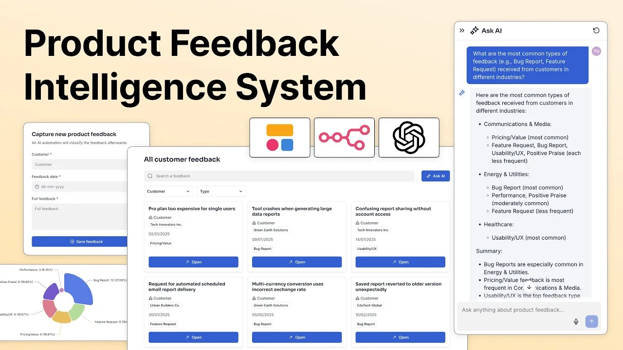 Video: Build Your Own AI-Powered Product Feedback Intelligence System in 2 Hours with Softr.