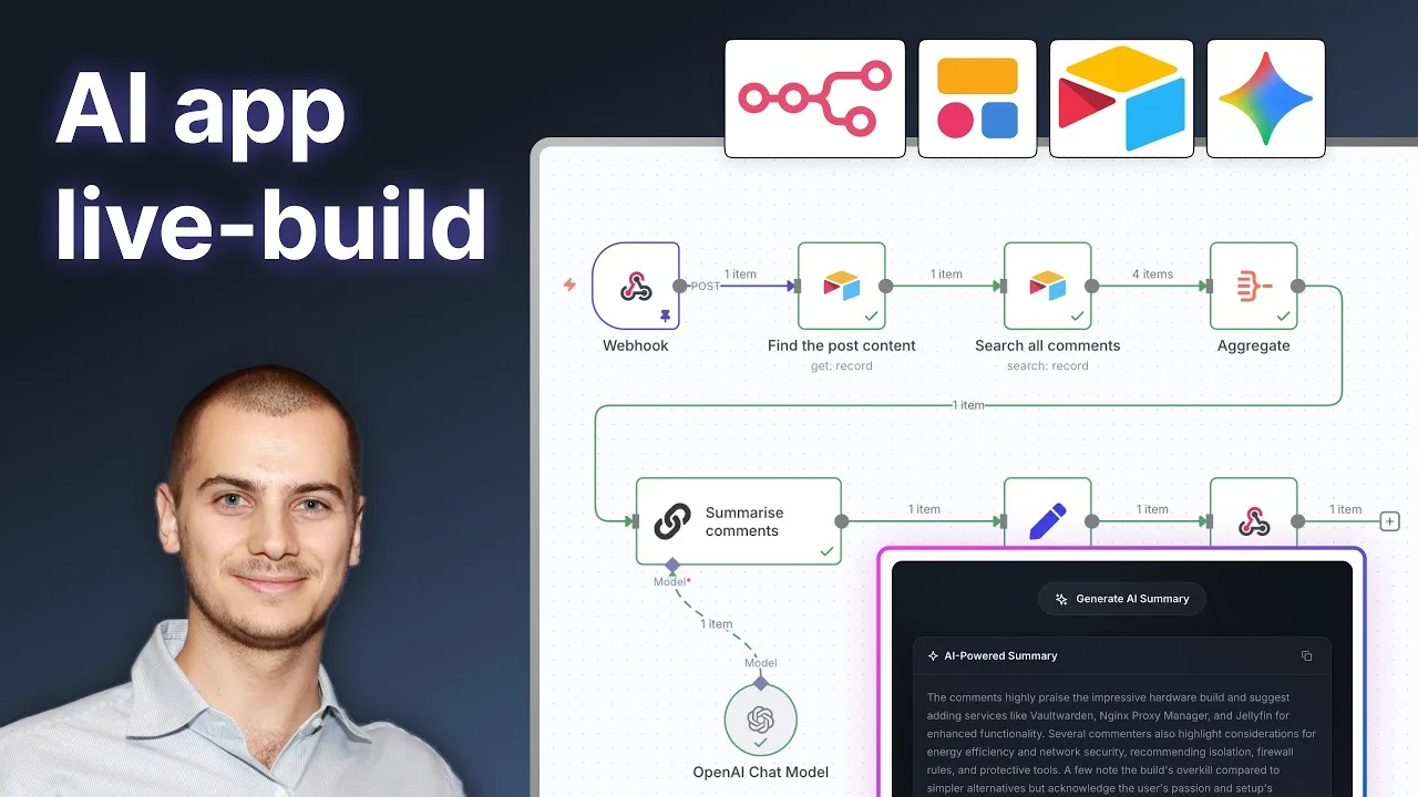 Video: Live-Build: AI-Powered Forum App with Softr, Airtable, n8n, & Vibe-Coding (40 min)
